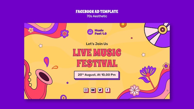 Modello facebook estetico anni '70 disegnato a mano
