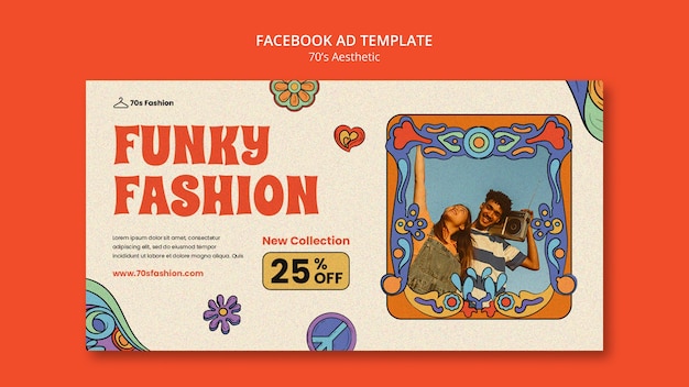 Modello facebook estetico anni '70 disegnato a mano
