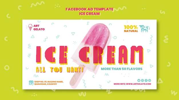 Modello Facebook per gelato in stile massimalismo