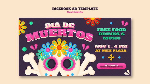 Modello Facebook per la celebrazione del dia de muertos