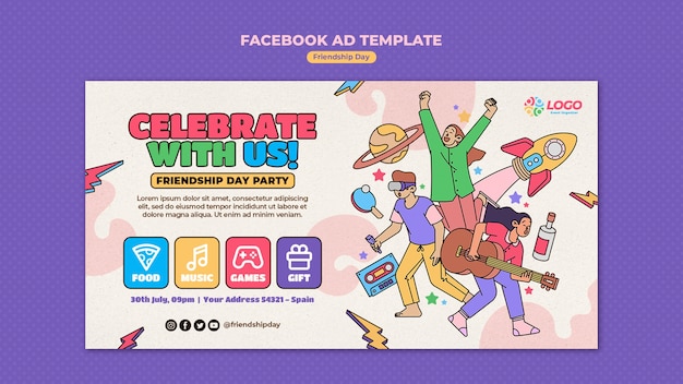 Modello facebook per la celebrazione della giornata dell'amicizia