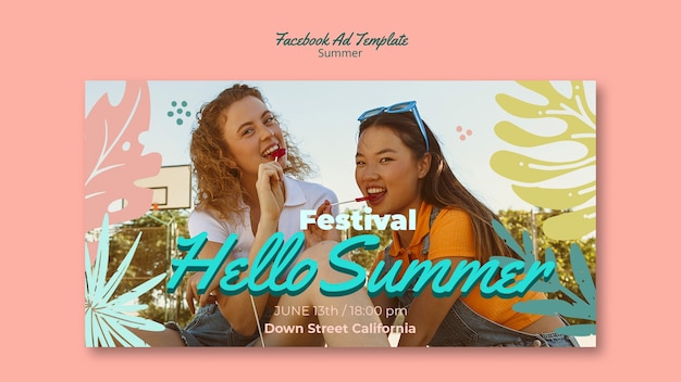 Modello facebook per le vacanze estive