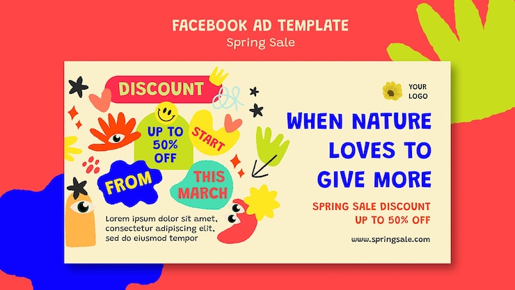PSD modello facebook sconto saldi di primavera
