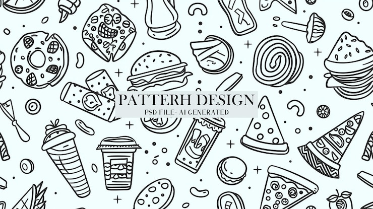 PSD modello fast food perfetto per il design della confezione sfondo senza cuciture