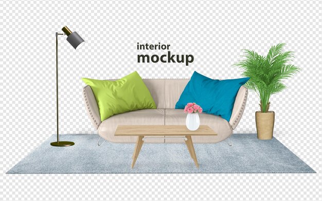 Modello interno del divano rendering 3D isolato