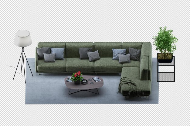 Modello interno del divano rendering 3D isolato
