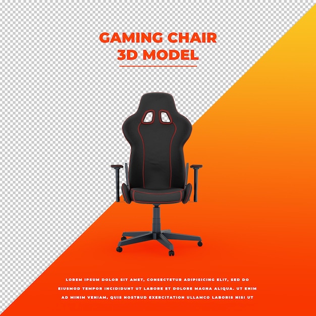 modello isolato 3d della sedia da gioco rossa e nera