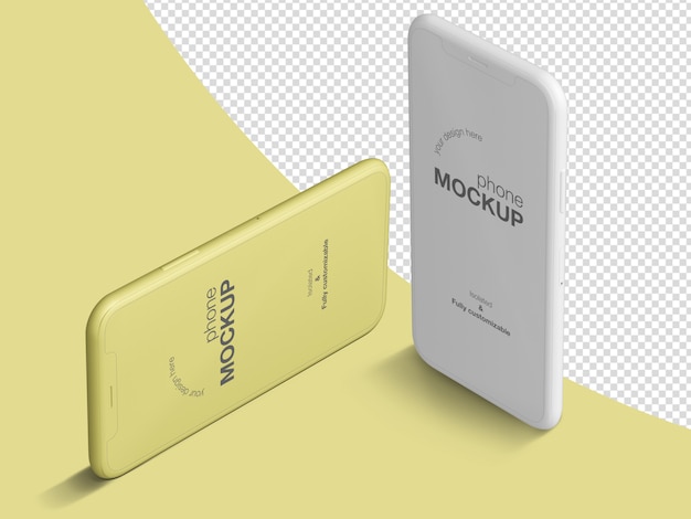 Modello mimetico mockup telefoni isometrici