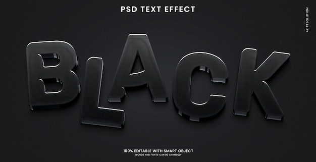 Modello mockup effetto testo 3d nero