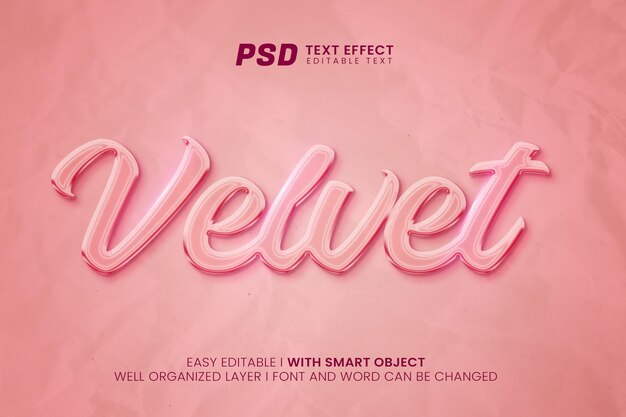 Modello mockup effetto testo modificabile velluto liquido Psd Premium