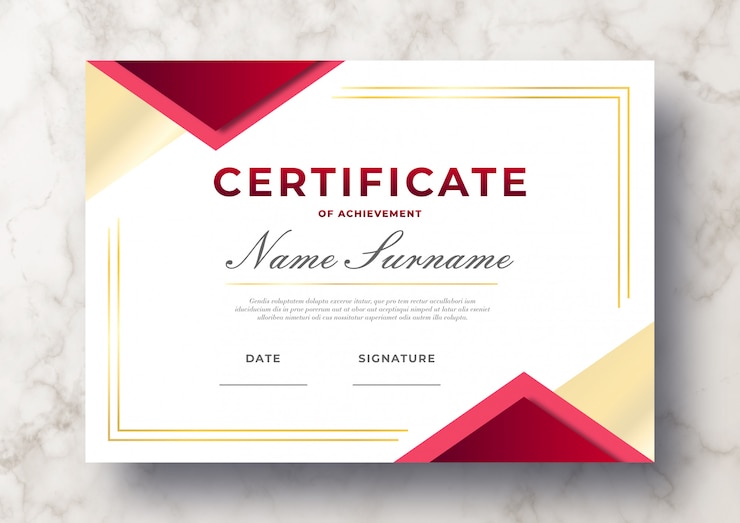 PSD modello moderno di certificato di successo psd
