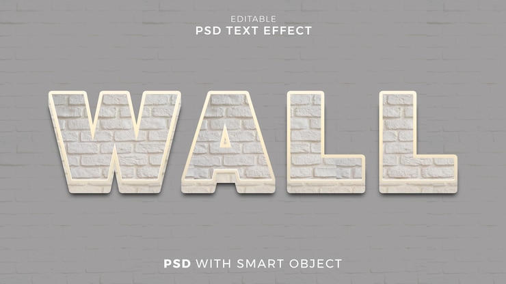 PSD modello modificabile in stile 3d effetto testo muro