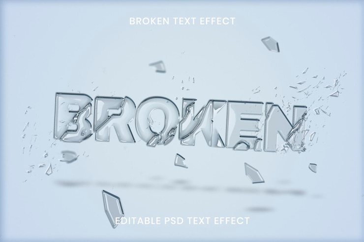 PSD modello modificabile psd effetto testo vetro rotto