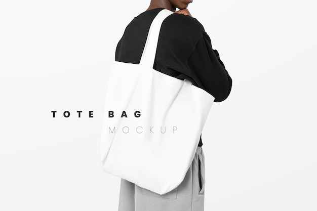 Modello modificabile tote bag psd mockup annuncio di abbigliamento maschile