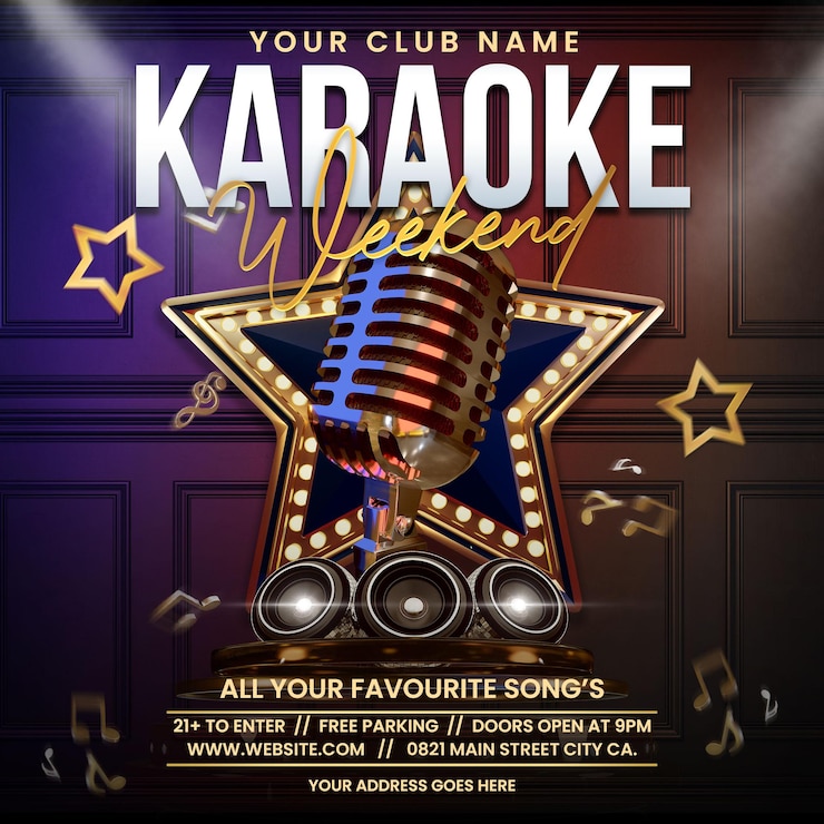 Modello per Podcast o Karaoke Weekend per eventi promozionali Nigh Club