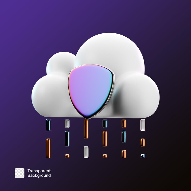 PSD modello png di illustrazione dell'icona di sicurezza informatica 3d