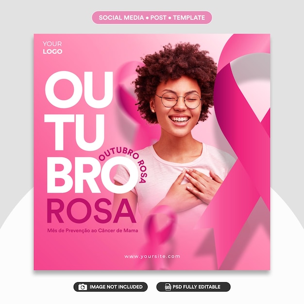 Modello post social feed pink october contro il cancro al seno