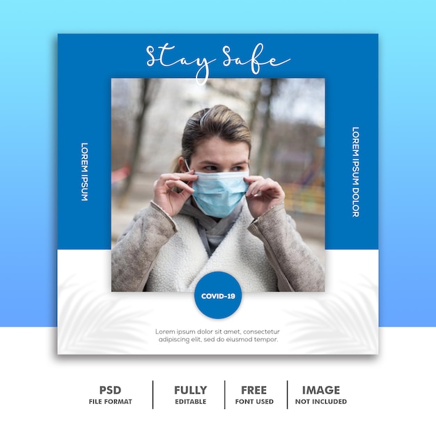 Modello Post - Social media Instagram Medical, Coronaviurs Girl Blue