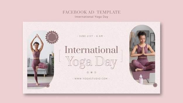 Modello promozionale sui social media per la celebrazione della giornata internazionale dello yoga