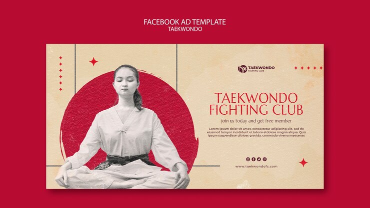 PSD modello promozionale tradizionale per social media di arti marziali tawkwondo