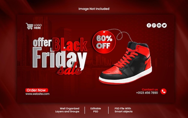 Modello PSD del banner web dei social media del Black Friday