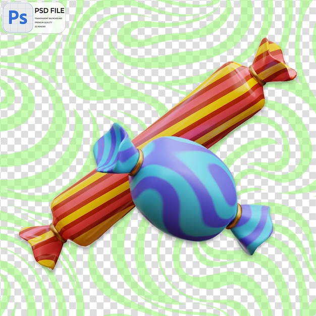 Modello PSD di illustrazione PNG isolata di icone di caramelle 3D