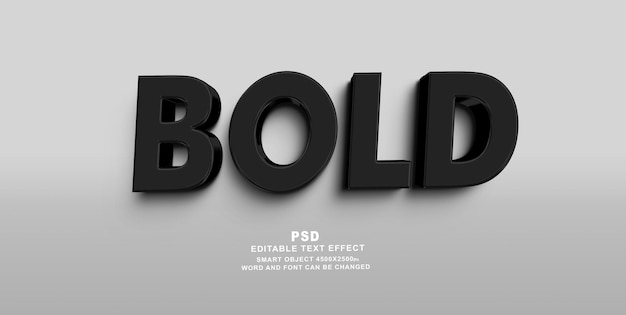 Modello PSD di Photoshop con effetto di testo modificabile 3d in grassetto