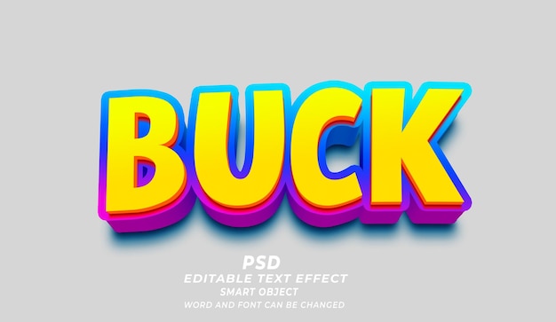 Modello PSD di Photoshop per effetti di testo modificabili Buck 3d