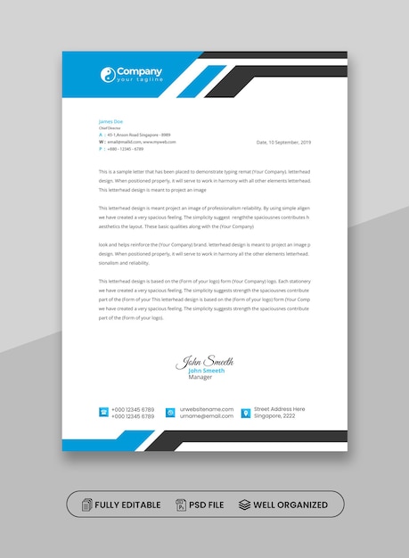 Modello PSD di testata professionale elegante