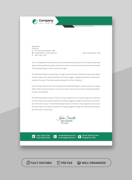 Modello PSD di testata professionale elegante