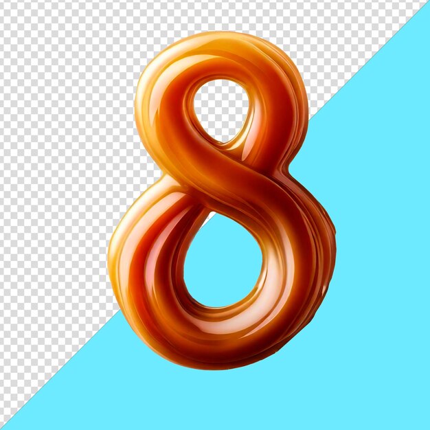 Modello PSD numero otto fatto di caramello senza sfondo