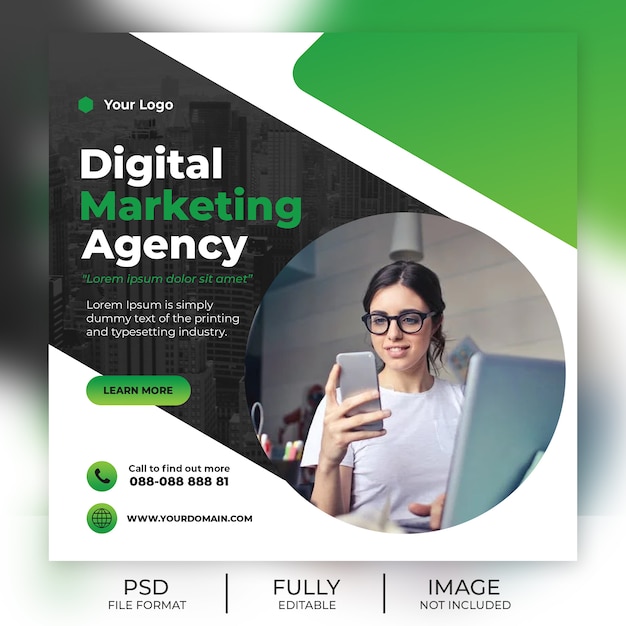 Modello quadrato per post di social media marketing digitale