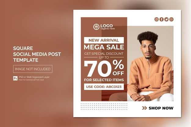 Modello quadrato semplice per post o banner sui social media per la promozione del nuovo arrivo