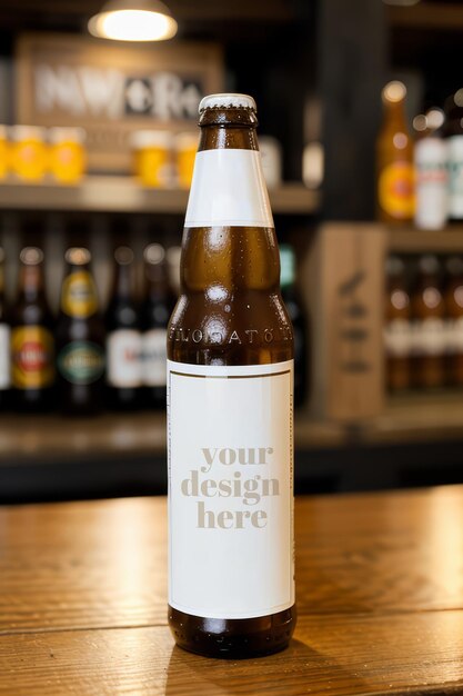 Modello realistico di bottiglia di birra, olio d'oliva, imballaggio del prodotto, vetrina, nuova merce, stock PSD Photo