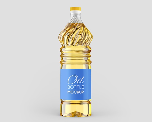 Modello realistico di bottiglia di olio bottiglia in plastica trasparente con etichetta per la cottura o olio essenziale pac