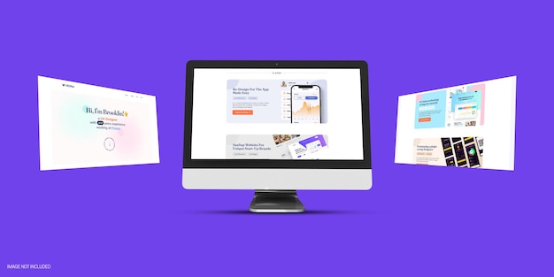 Modello realistico di desktop e modello di schermata del browser web con sfondo modificabile