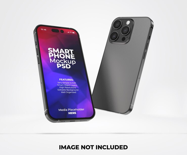 Modello realistico di mockup della schermata di presentazione dell'app per smartphone premium con sfondo trasparente