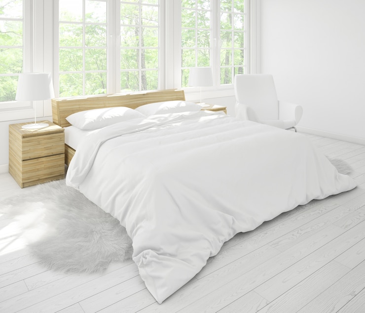 PSD modello realistico luminoso camera da letto matrimoniale