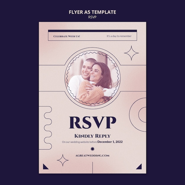 Modello rsvp design piatto