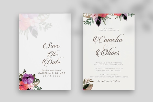 modello rustico dell'invito di nozze con i fiori del secchio