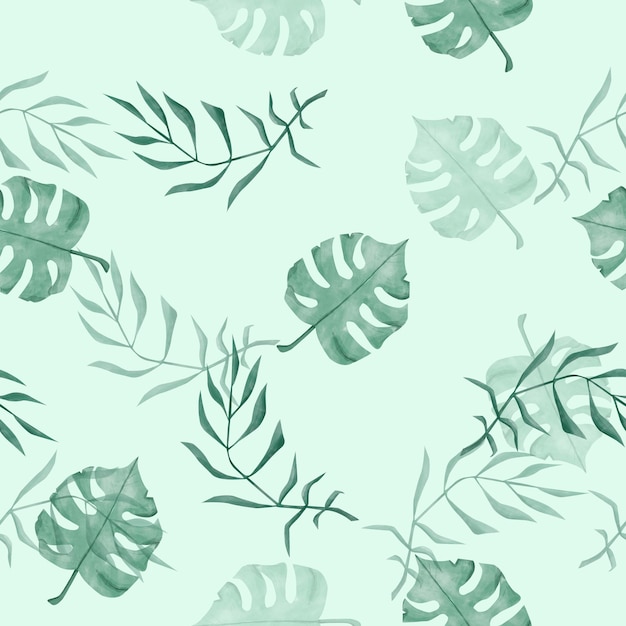 Modello senza cuciture floreale con foglie tropicali sparse illustrazione ad acquerello modello pronto