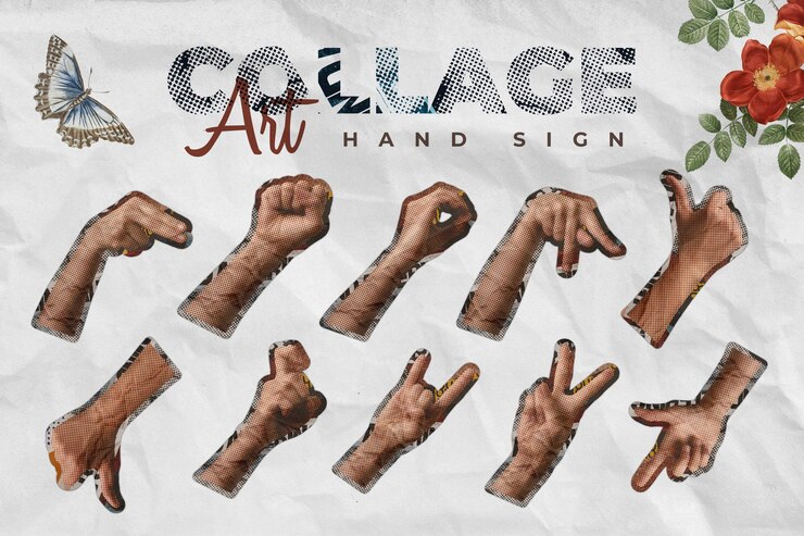 PSD modello signatura a mano collage elemento di progettazione artistica
