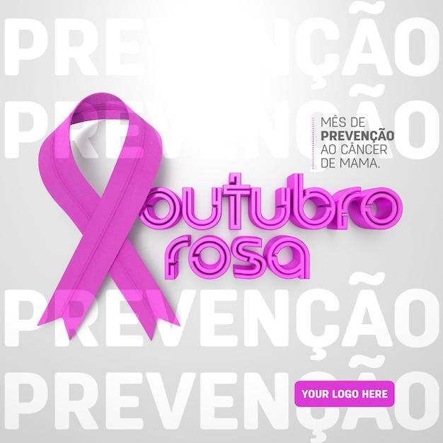 MODELLO SOCIAL MEDIA POST INSTAGRAM IN PORTOGHESE BRASILE OTTOBRE ROSA PREVENZIONE DEL CANCRO AL SENO