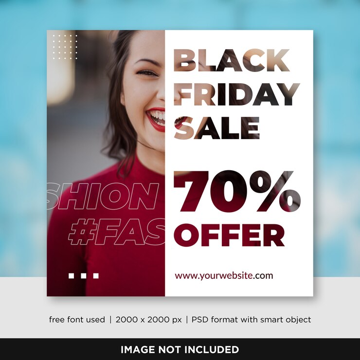 PSD modello sociale dell'insegna di media di vendita di black friday