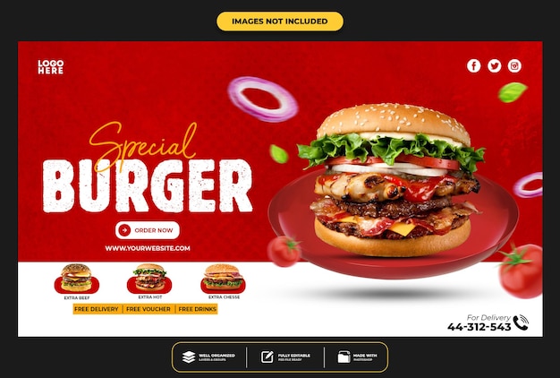 Modello speciale di instagram post social media per hamburger