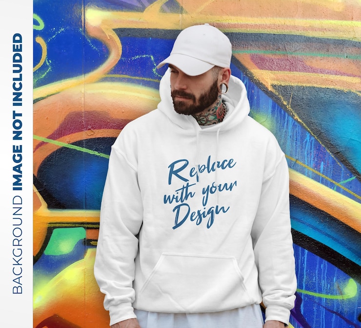 PSD modello streetwear hoodie man photography mockup