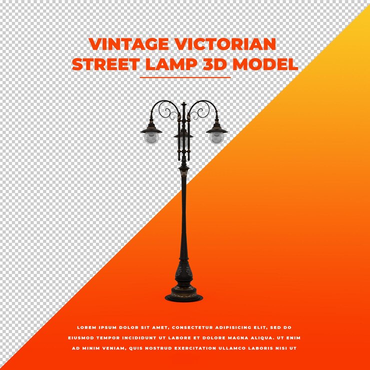 PSD modello vintage vittoriano street lamp 3d isolato