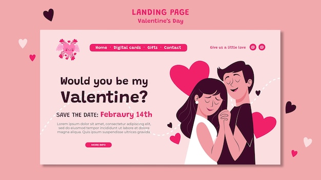 Modello web di San Valentino illustrato