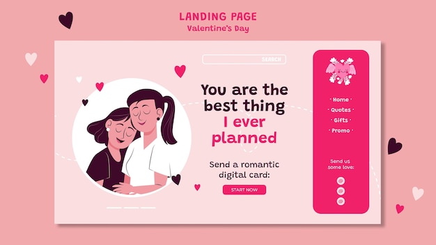 Modello web di San Valentino illustrato