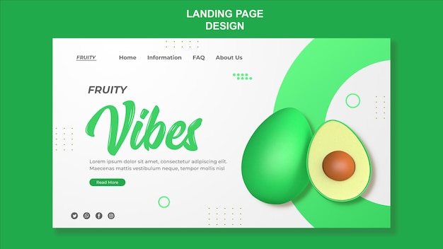 Modello web di vibrazioni dell'avocado di rendering 3D